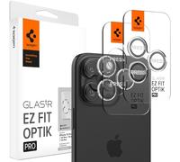 SPIGEN EZ Fit Optik Pro Lot de 2 protecteurs d'objectif d'appareil photo en verre trempé pour iPhone 16 Pro/16 Pro Max/15 Pro/15 Pro Max/14 Pro Max, application facile, plateau d'installation