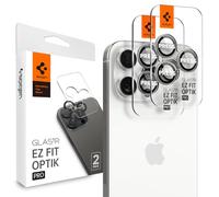 Spigen EZ Fit Optik Pro Protection Camera [2P]pour iPhone 17 Pro/17 Pro Max | 16 Pro/16 Pro Max, Titane Blanc, Installation facile, Dureté 9H, Résistant aux rayures, Protection caméra