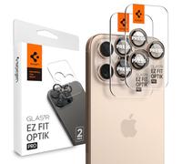 Spigen Glas.tR EZ Fit Optik Pro Protection Camera pour iPhone 16 Pro, iPhone 16 Pro Max, 2 Pièces, Titane sable, Protection Individuelle, Kit d'installation Inclus