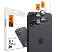 Spigen Glas.tR EZ Fit Optik Pro Protection Camera Compatible avec iPhone 16, iPhone 16 Plus, Noir, 2 Pièces, Protection Individuelle, Kit d'installation Inclus