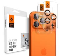 Spigen Glas.tR EZ Fit Optik Pro Protection Camera pour iPhone 17 Pro, iPhone 17 Pro Max, 2 Pièces, Orange cosmique, Protection Individuelle, Kit d'installation inclus
