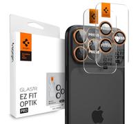 Spigen Glas.tR EZ Fit Optik Pro Protection Camera pour iPhone 17 Pro, iPhone 17 Pro Max, 2 Pièces, Orange cosmique, Protection Individuelle, Kit d'installation inclus