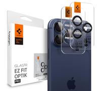 Spigen Glas.tR EZ Fit Optik Pro Protection Camera pour iPhone 15 Pro, iPhone 15 Pro Max, 2 Pièces, BLue Titanium, Protection Individuelle, Kit d'installation inclus