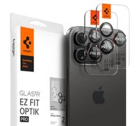 Spigen Glas.tR EZ Fit Optik Pro Protection Camera pour iPhone 17 Pro/Pro Max, iPhone 16 Pro/Pro Max, iPhone 15 Pro/Pro Max, iPhone 14 Pro/Pro Max,2 Pièces,L-Series Edition,Kit d'installation Inclus