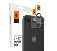 Spigen Glas.tR EZ Fit Optik Pro Protection Camera pour iPhone 17e, iPhone 16e, 2 Pièces, Noir, Protection Individuelle, Kit d'installation inclus
