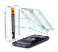Spigen Glas.tR EZ Fit Verre Trempé pour iPhone 16, iPhone 15, 2 Pièces, Installation Facile, Dureté 9H, Résistant aux Rayures, Protection écran