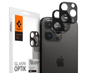 Spigen Glas.tR Optik Camera Protecteur compatible avec iPhone 14 Pro, iPhone 14 Pro Max, 2 Pièces, Noir, Résistant aux Rayures, Dureté 9H