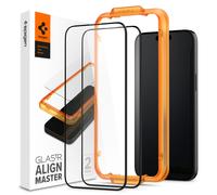 Spigen AlignMaster Verre Trempé Compatible avec iPhone 15, 2 Pièces, Couverture complète, Résistant aux Rayures, 9H Protection écran
