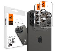 Spigen Glas.tR EZ Fit Optik Pro Protection Camera pour iPhone 16 Pro, iPhone 16 Pro Max, 2 Pièces, Titane sable, Protection Individuelle, Kit d'installation Inclus
