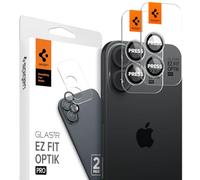 Spigen GLAStR EZ-Fit Optik Pro Lot de 2 protecteurs d'écran pour objectif d'appareil photo iPhone 16 et iPhone 16 Plus - Transparent