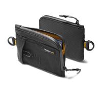 Spigen Life LF300 Portefeuille en Tissu Compact RFID, Pochette EDC Résistante à l’Eau avec Fermeture Éclair YKK, Capacité 10 Cartes, Anneau D & Poche Filet Avant - Noir