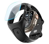 Spigen Liquid Air Pro Coque avec Bracelet et Protection d’écran en Verre Trempé Compatible avec Apple Watch Ultra 3/2/1 (49 mm) - Noir Mat