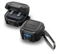 Spigen Lock Fit Coque pour Samsung Galaxy Buds 4 Pro/4 (2026) | Coque hybride en TPU et PC avec verrou de sécurité, ouverture magnétique et mousqueton - Noir mat
