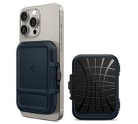 Spigen Lock Fit MagFit Porte Carte magnétique conçu pour MagSafe avec Kickstand Compatible avec Les Modèles iPhone 16/15/14/13/12 Magsafe Wallet - Ardoise Métallique