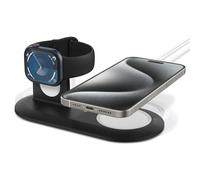 Spigen Mag Fit Duo Station de Charge Compatible avec MagSafe Chargeur pour Les Séries d'iPhone 17 à 12 et Toutes Les séries d'Apple Watch/Airpods avec l'étui de Chargement MagSafe - Noir