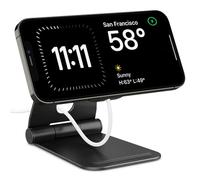 Spigen Mag Fit S Support de Charge MagSafe (2020-2023) Support de téléphone réglable en Aluminium Compatible avec Les séries iPhone 17 à 12, AirPods Pro 3/2/1, AirPods - Noir