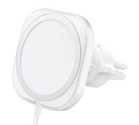 Spigen Mag Fit Support Voiture attachement magnetique Chargeur mag Safe Compatible avec iphone 12/Pro/Pro Max - Blanc 2021 (Chargeur Non Inclus et nécessite Un Chargeur de Voiture USB-C)