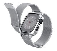 Spigen Metal Fit Pro Coque et Bracelet Compatible avec Apple Watch Serie 9 8 7 45mm - Argenté