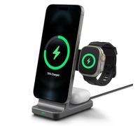 Spigen OneTap Pro 3 MagFit Station de Charge Magsafe, Qi2 15W Rapide Chargeur sans Fil 3 en 1 Magnétique pour iPhone 16 15 14 13 12, Pro Max Mini, AirPods 4/3/2, Apple Watch - Noir