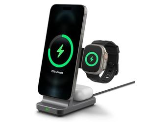 Spigen OneTap Pro 3 MagFit Station de Charge Magsafe, Qi2 15W Rapide Chargeur sans Fil 3 en 1 Magnétique pour iPhone 17 16 15 14 13 12 Pro Max Mini Air, AirPods 4/3/2/1, Apple Watch Séries - Noir