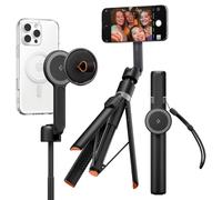 Spigen Perche à Selfie Trépied MagFit Ouverture Rapide S581W - Télécommande Bluetooth 4.2 Compatible MagSafe, Anneau Métallique Dragonne Inclus pour iPhone, Samsung Galaxy, Google Pixel - Noir