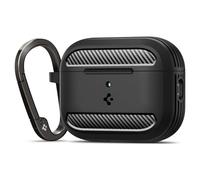 Spigen Rugged Armor Coque pour AirPods Pro 3 | Coque TPU mate en deux parties avec mousqueton pour une protection complète des modèles 2025 - Noir mat