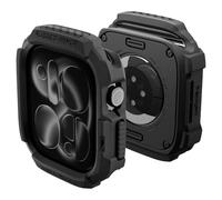 Spigen Rugged Armor Coque pour Apple Watch 12 42mm | Étui robuste en TPU avec design fibre de carbone, bord surélevé et découpes précises, pour modèles 2026 - Noir mat