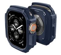 Spigen Rugged Armor Coque pour Apple Watch Ultra 4/3/2/1 49mm | Étui en TPU avec design fibre de carbone, bords surélevés et découpes précises pour modèles 2026-2022 - Bleu marine