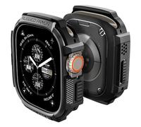 Spigen Rugged Armor Coque pour Apple Watch Ultra 4/3/2/1 49mm | Étui en TPU avec design fibre de carbone, bords surélevés et découpes précises pour modèles 2026-2022 - Noir mat