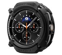 Spigen Rugged Armor Coque pour Galaxy Watch 8 Classic | Coque TPU robuste avec design fibre de carbone et découpes précises, 46mm - Noir mat
