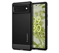 Spigen Rugged Armor Coque pour Google Pixel 6 - Noir Mat | Finition élégante en fibre de carbone et grip latéral, Technologie Spigen Air Cushion, Mousse de protection XRD