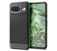 Spigen Rugged Armor Coque pour Google Pixel 8 - Noir Mat | Finition élégante en fibre de carbone et grip latéral, Technologie Spigen Air Cushion, Mousse de protection XRD