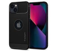 Spigen Rugged Armor Coque pour iPhone 13 - Noir Mat | Motif en fibre de carbone, prise en main sûre, technologie Air Cushion, protection de qualité militaire