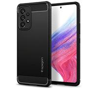 Spigen Rugged Armor Coque pour Samsung Galaxy A53 5G - Noir Mat | Finition élégante en fibre de carbone et grip latéral, Technologie Spigen Air Cushion, Mousse de protection XRD