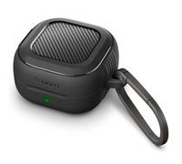 Spigen Rugged Armor Coque pour Samsung Galaxy Buds 4 Pro/4 (2026) | Coque TPU en deux parties avec finition effet carbone et mousqueton pour un transport pratique - Noir mat