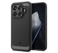 Spigen Rugged Armor Coque pour Xiaomi 15T Pro - Noir Mat | Finition élégante en fibre de carbone et grip latéral, Technologie Spigen Air Cushion, Mousse de protection XRD
