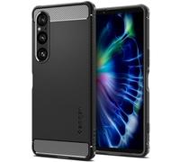 Spigen Rugged Armor Coque pour Xperia 1 VI - Noir Mat | Finition élégante en fibre de carbone et grip latéral, Technologie Spigen Air Cushion, Mousse de protection XRD