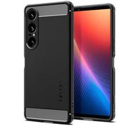 Spigen Rugged Armor Coque pour Xperia 1 VII - Noir Mat | Finition élégante en fibre de carbone et grip latéral, Technologie Spigen Air Cushion, Mousse de protection XRD