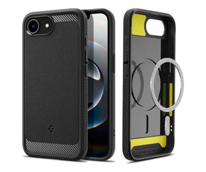 Spigen Rugged Armor MagFit Coque pour iPhone 17e / 16e - Noir Mat