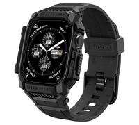 Spigen Bracelet avec étui Rugged Armor Pro TPU souple Compatible Apple Watch 10 46 mm Noir mat