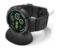 Spigen Rugged Armor Pro Coque avec Bracelet Compatible avec Google Pixel Watch 4 45mm (2025) avec Socle de Chargement - Noir Mat