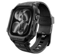 Spigen Rugged Armor Pro Coque avec Bracelet pour Apple Watch 12 46mm | Étui unibody en TPU avec bracelet, finition fibre de carbone et bord surélevé, pour modèles 2026 - Noir mat