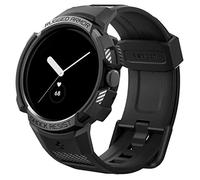 Spigen Rugged Armor Pro Coque avec bracelet pour Pixel Watch 3/2/1 41mm | Etui TPU monobloc avec bracelet, effet carbone, bord protecteur et station de charge pour modèles 2024-2022 - Noir