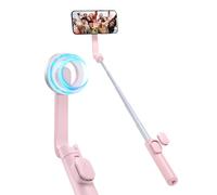 Spigen S570W Perche à Selfie Bluetooth 4.2 Extensible 62cm - Rose Pêche | Fixation MagSafe puissante, trépied en aluminium renforcé antidérapant et télécommande magnétique rechargeable
