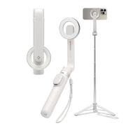 Spigen S571W Perche à Selfie Bluetooth 4.2 Extensible 62cm - Beige | Fixation MagSafe avec revêtement silicone anti-rayures, télécommande magnétique rechargeable et dragonne incluse