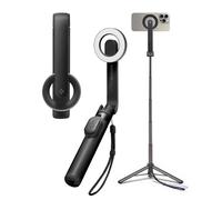 Spigen S571W Perche à Selfie Bluetooth 4.2 Extensible 62cm - Noir | Fixation MagSafe avec revêtement silicone anti-rayures, télécommande magnétique rechargeable et dragonne incluse