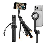 Spigen S582W Perche à Selfie Bluetooth 5.0 Extensible 166.5cm - Noir | Trépied 3-en-1 double MagSafe en aluminium, tête rotative 360°, déploiement 1 clic et télécommande amovible