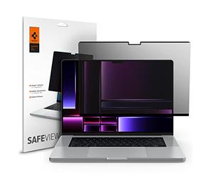 Spigen SafeView Filtre de Confidentialité pour MacBook Pro 16 Pouces (M5 Pro / M5 Max (2026) / M4 series / M3 series / M2 series / M1 series), 1 Unité, Anti-espion, Avec chiffon de nettoyage et étui