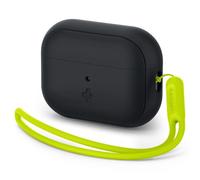 Spigen SILICONE FIT STRAP Apple AIRPODS PRO 1 / 2 BLACK/PHANTOM GREEN, ?tui pour ?couteurs + casque