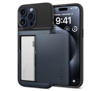 Spigen Slim Armor CS Coque pour iPhone 15 Pro Max [Etui Portefeuille] - Ardoise Métallisée